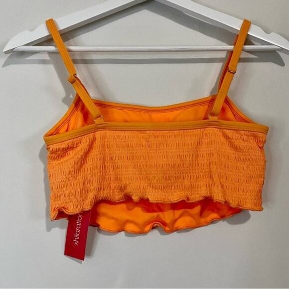 Xhilaration Women’s Ruffle Texture Bikini Swim Top Neon Orange NWT Swimming Trip - Picture 5 of 6